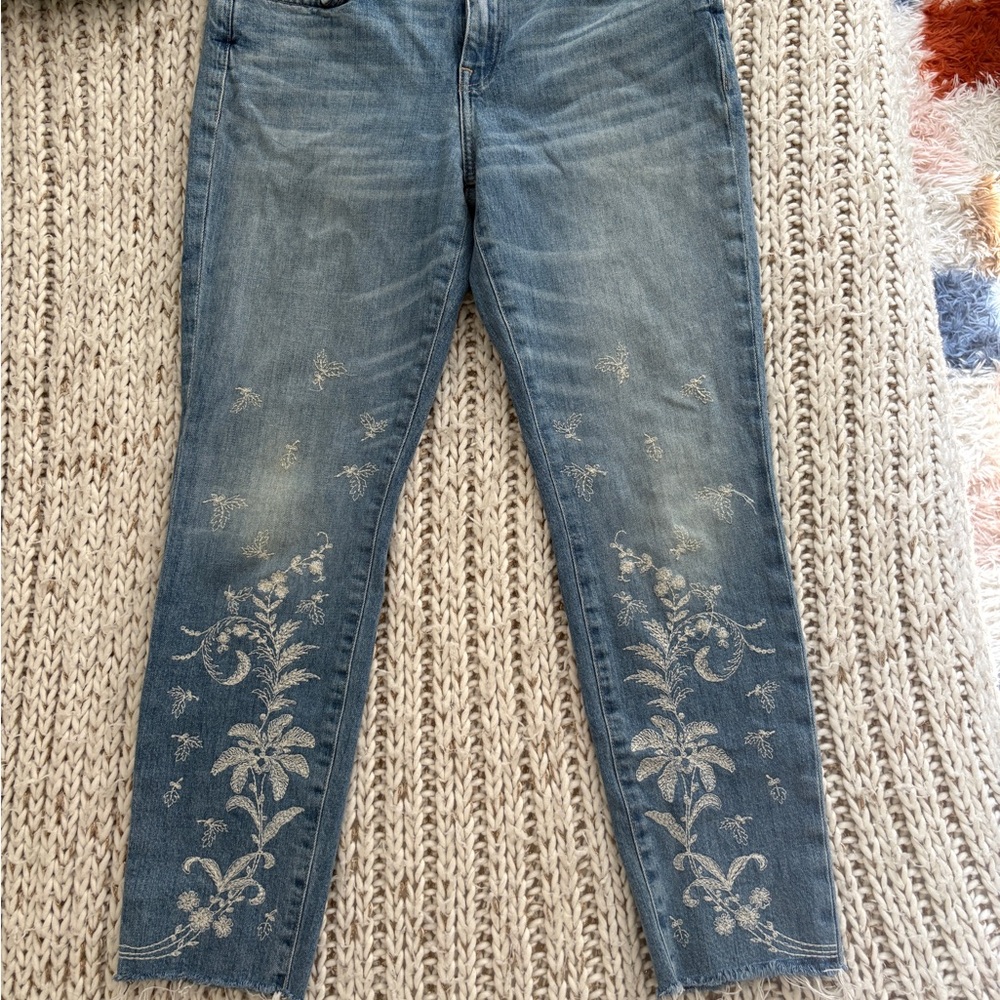 Embroidered Lucky Brand Light Blue Denim Pants